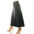 thumbnail image 3 of Be-Girl Women's Long Denim Skirt,Button-Front A-Line Maxi, Raw Hem, Cargo Pockets-SG-89175, 3 of 7