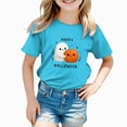 thumbnail image 5 of CAUYDY Toddler Pajama Girls Halloween Short Sleeve Top Sleepwear Cute Pumpkin Ghost Print Kids Loungewear Sizes 9-10 Years, 5 of 6