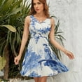 thumbnail image 7 of Blue Chinoiserie Toile Lady Dress Summer Street Style Dresses Female Sleeveless Printed Sundress, 7 of 7