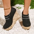 thumbnail image 2 of Rokment Womens Glitter Rhinestones Platform Wedge Dress Shoes 2026 Spring Fall Fashion Sparkly Leather Chunky High Heels Ankle Boot with Side Zipper Black Size 6, 2 of 6