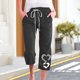 thumbnail image 1 of Pantalones capris de liquidación de Ichuanyi para mujeres Lino de algodón de verano casual 3/4 pierna ancha ICHUANYI WER2023082209225, 1 of 4