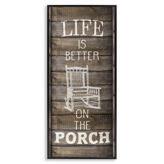Stupell Industries Porch Life Country Rustic Inspirational Painting Black Framed Art Print Wall Art, 10 x 24