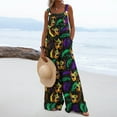 thumbnail image 5 of Xixinqiwan Mardi Gras Womens Jumpsuits Plus Size,Womens Off-Shoulder Jumpsuit Colorful Adjustable Straps Mardi Gras Romper Sleeveless Carnival Print Cotton Linen Overall, 5 of 6