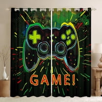 Castle Fairy Gradient Gamer Black Out Curtains for Boys Girls Women Men,Abstract Gamepads Curtains Pack Of 2 (42X63 Each),Video Game Bedroom Curtains,Breathable Home Decor