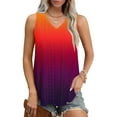 thumbnail image 2 of Summer Womens Gradient Print Tank Tops Causal V Neck Sleeveless Tee Eyelet Csmisole Loose Fit Tunic Tees Trendy Basic Blouses Cami Daily Work Outfits, 2 of 7