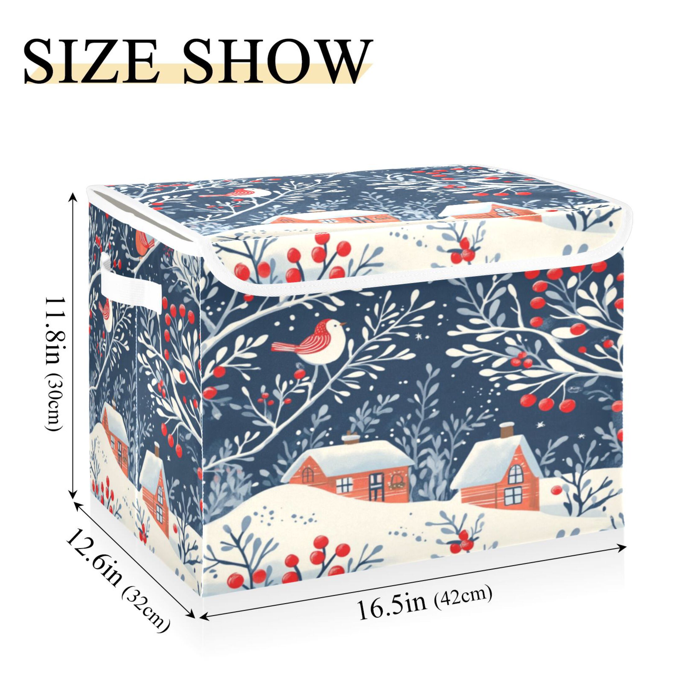 Storage Box With Lid 16.5x12.6x11.8In Foldable Stacked Household Storage Box Christmas House Pictures