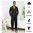 thumbnail image 6 of Mens Breathable Jersey Cotton Pajama Set - Button Down Soft Long Sleeve Sleepwear with Side Pockets, Relaxed Fit (Black,S), 6 of 10