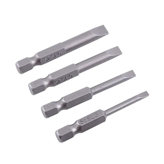 4Pcs 50Mm Slotted Screwdriver Bit 3Mm-6Mm Magnetic Flat Head 1/4In Hex Shank Herramientas De Mano Destornillador Fangkenuo