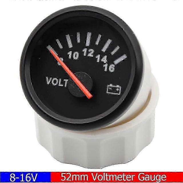 Voltmètre Marin unique à Rétroéclairage Rouge 52 mm 8-16 Volts pour Caravane Voiture Bateau Moto