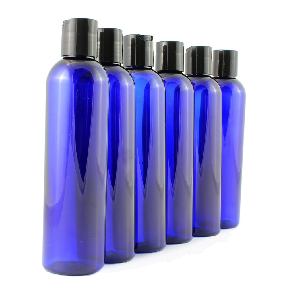 8oz Empty Plastic Squeeze Bottles with Disc Top Flip Cap (6 pack); BPA