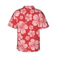 thumbnail image 3 of Picia Red Hibiscus Flower Gentle Cotton Regular Fit Short Sleeve Casual Hawaiian Shirt for Men-X-Large, 3 of 9