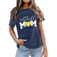 thumbnail image 2 of TSADFHJI Chandail en Molleton Col Rond Femme Grande Taille Été Imprimé Lettre Confortable et à la Mode Haut en Coton Coloré Manches Courtes T-Shirt L Bleu Foncé, 2 of 4