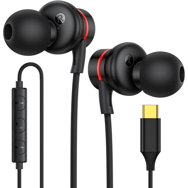GFDYREE Écouteurs USB-C, Écouteurs USB Type-C Filaires Intra-Auriculaires Magnétiques à Réduction de Bruit avec Microphone pour iPhone 15 Pro Max Plus, iPad Pro, Samsung Galaxy S23 S22 S21 S20, Note 10