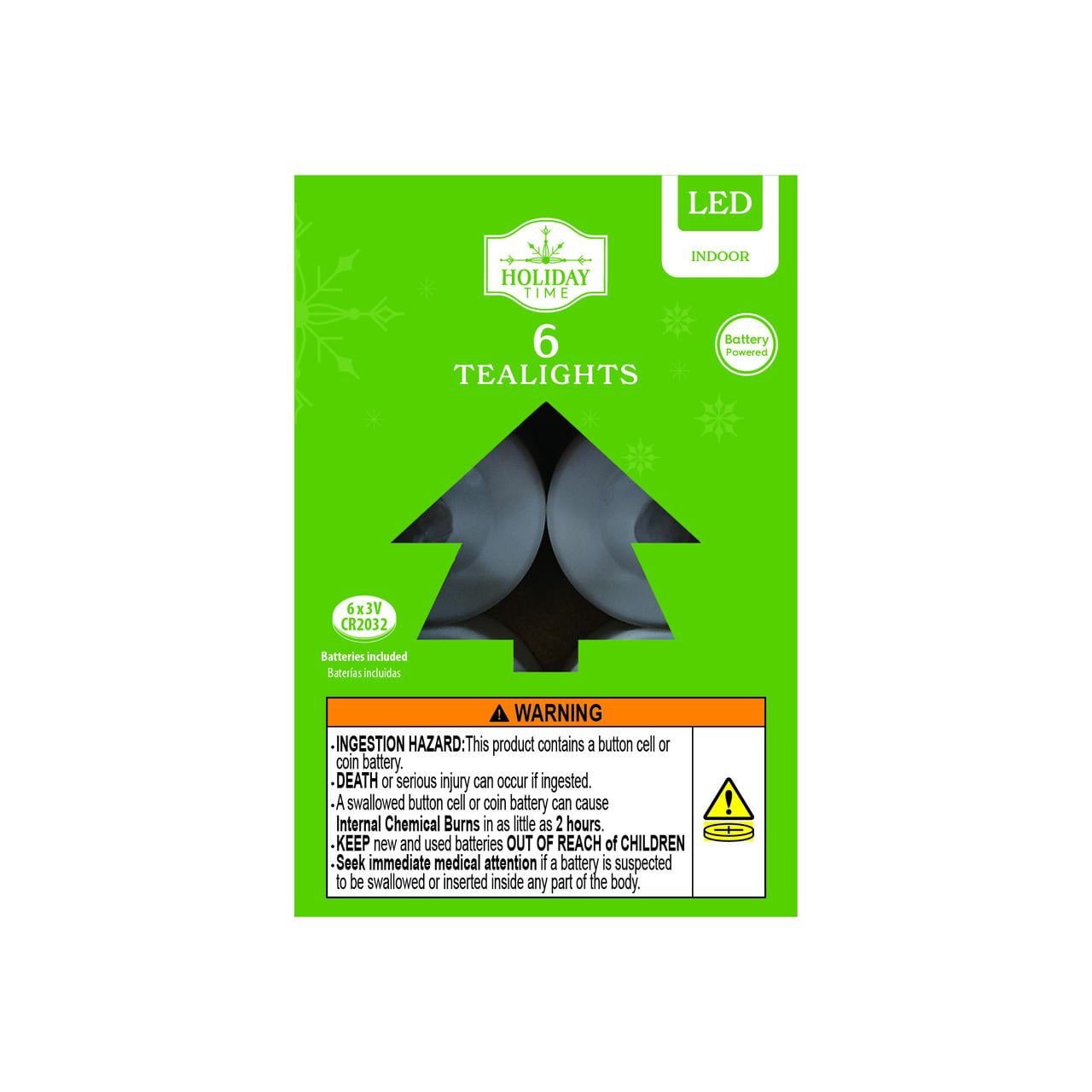 Indoor Battery-Operated LED Tealight Candles, White, 6 Count, by Holiday Time