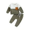 thumbnail image 2 of Toddler Baby Boy Outfits 6M 12M 18M 24M 3Y Long Sleeve Pocket Pull On Sweatshirt Solid Pants Infant Fall Winter Clothes Set, 2 of 10