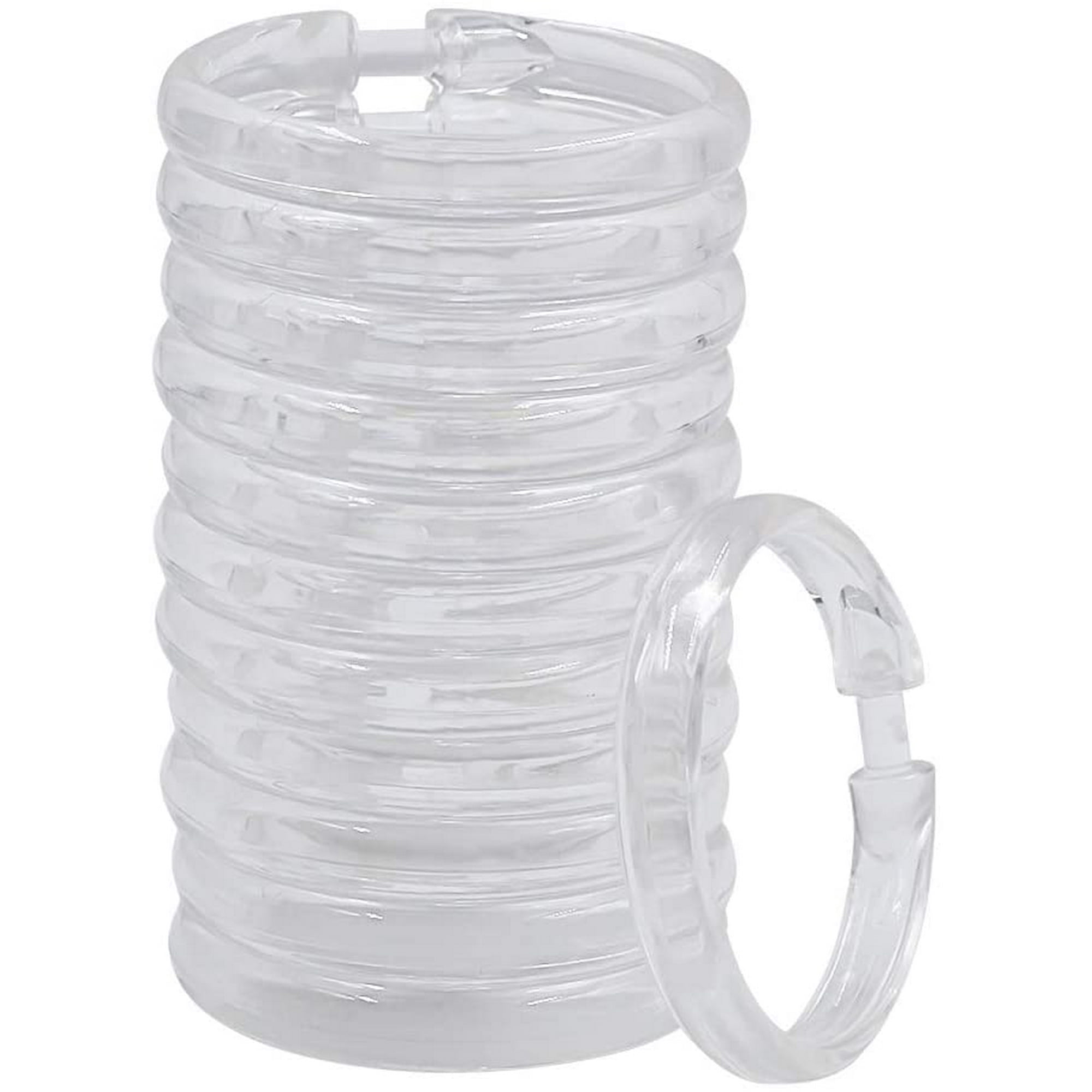 Shower Curtain Rings 12 Packs Plastic Clear Hooks Round O Hook Hanger