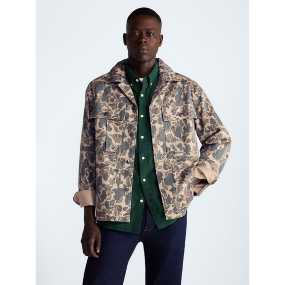 Free Assembly Men's Cotton Camo Utility Jacket, Sizes XS-3XL