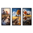 thumbnail image 2 of Designart "Farmhouse Homestead Reflections painting" Landscape & Nature Framed Wall Art Set Of 3 - Brown Farm Frame Canvas Set For Living Room Decor, 2 of 6