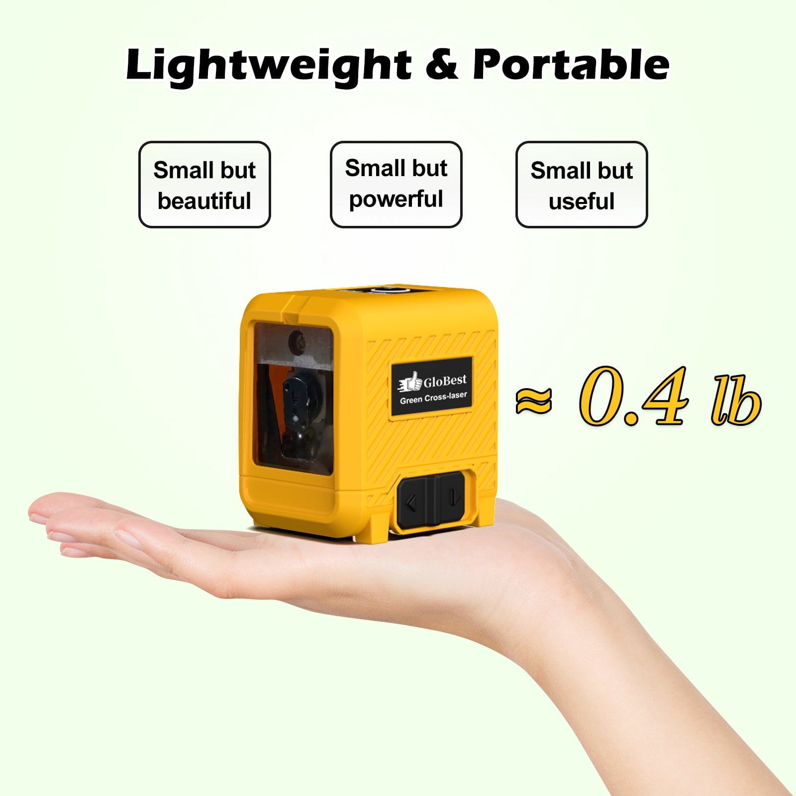 GloBest Portable Rechargeable Green Laser Level, 100ft Range, IP54 Waterproof, Type-C Charging, 360° Magnetic Bracket