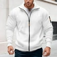 thumbnail image 2 of LIIPEE Men Hoodless Casual Solid Color Long Sleeve Stand Collar Zip Up Tops With Pockets Man Classic Holiday Festival Party Sweatshirts,White,Xxl, 2 of 4