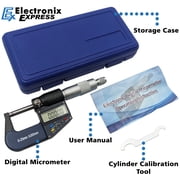 Digital Micrometer, 0-1 Range (Inches and Metric) with 6 Digit LCD Display, 0.0001 Graduation