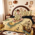 thumbnail image 4 of meiyoeat Classic Treasure Map 7-Piece Twin Bedding,Pirate Ship Anchor Bedding Comforter Set For Boys,Beige Brown,Black Reversible, 4 of 7