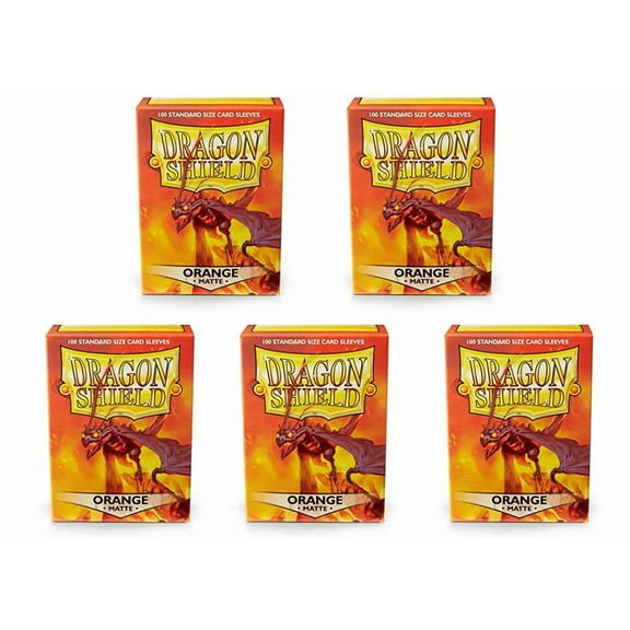 5 Packs Dragon Shield Matte Orange Standard Size 100 ct Card Sleeves Value Bundle!