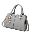 thumbnail image 1 of Bolso de mano para mujer, moderno, con cremallera, de gran capacidad, con asa superior Gris, 1 of 9