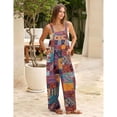 thumbnail image 3 of PUWEI Women's Summer Casual Boho Romper Floral Print Overalls Loose Wide Leg Jumpsuits with Pockets, 3 of 7