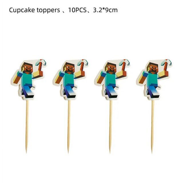 Suministros de fiesta de píxel de artesanía de minero, vajilla desechable, platos de papel, telón de fondo, decoración de fiesta de cumpleaños para niños, regalos para Baby Shower