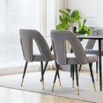 thumbnail image 2 of UHOMEPRO Dining Chair Set of 2, Modern Upholstered Velvet Kitchen Chairs Set, Armless Side Chair with Nailhead Trim and Metal Legs for Living Room Kitchen, Gray, 2 of 7