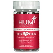 HUM Hair Sweet Hair Gummies - Hair Growth Vitamins with 5000mcg Vegan Biotin, B Vitamins, Fo-Ti & Zinc - Supports Hair Growth - Vegan, Gluten Free and Non GMO (60 Berry Flavored Gummies)