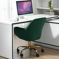 thumbnail image 2 of 360° Swivel Desk Chair,Upholstered Boucle Home Office Task Chair With High Back,Armrest and Golden Base,Height Adjustable Computer Chair Vanity Chair for Living Room,Green, 2 of 6
