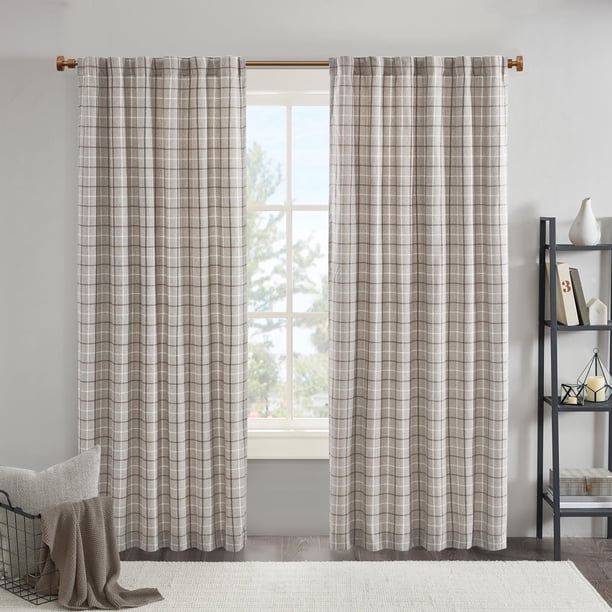 Cortina Madison Park Anaheim Cabin Plaid 50 x 240 cm, color marrón