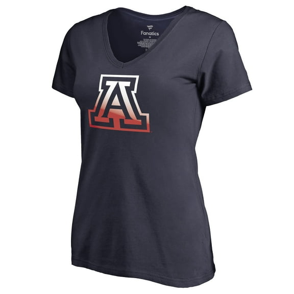 Women's Navy Arizona Wildcats Gradient Logo V-Neck T-Shirt