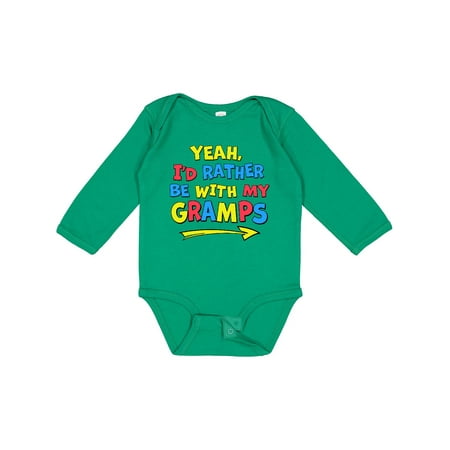 

Inktastic Yeah I d Rather Be with My Gramps in Red Yellow and Blue Gift Baby Boy or Baby Girl Long Sleeve Bodysuit