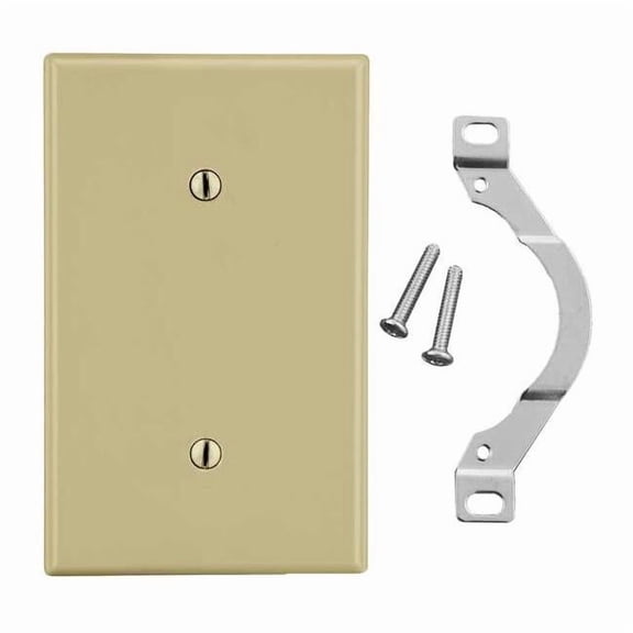 Blank Strap Mount Wall Plate, Number of Gangs: 1 Plastic, Satin Finish, Ivory