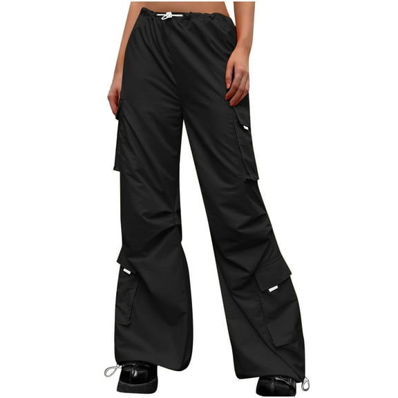lulshou Cargo Pants Women Street Style Fashion Design Sense Multi Pocket Overalls Low Waist Sports Pants Relaxed Fit Wide Leg Pants