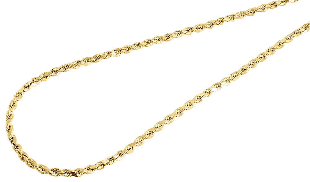 Mens or Ladies 10K Yellow Gold 2.5 MM Hollow Rope Chain Necklace 18-28 Inches 