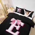 thumbnail image 3 of Erosebridal Cute Pink Bowknot Duvet Cover Set,Princess Bowtie Letter E Bedding Full For Girls Kids,Reversible Black 3 Pieces,No Comforter, 3 of 6