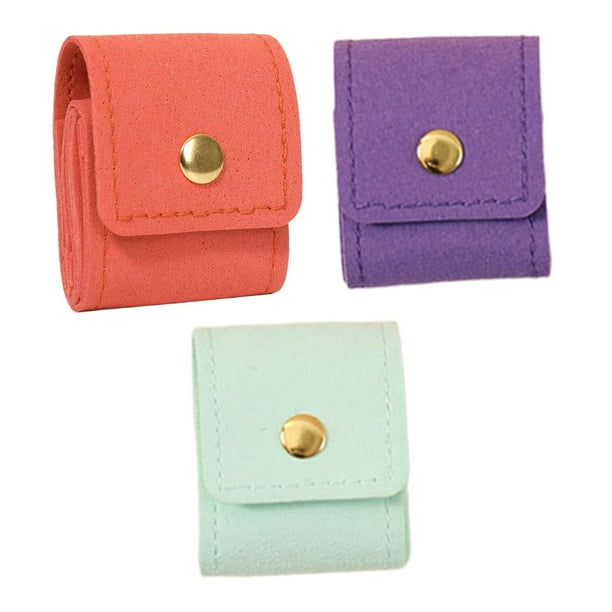 Mini organizador de joyas de viaje de 3 piezas, estuche portátil multifuncional para joyas. Naranja morado verde