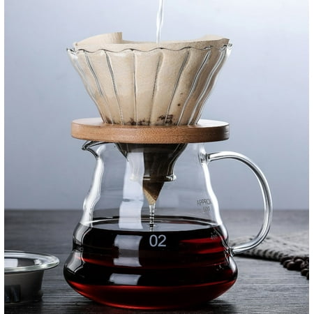 

Strawberry Coffee Pot Style V60 Glass Wooden 700ML/500ML Coffee Dripper and Pot Set for Coffee Filter Reusable Coffee Filters