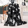thumbnail image 2 of Black Halloween Ghosts Bats and Stars Blanket,Comfortable Soft Flannel Throw Blanket,All Season,Warm Lightweight Blankets for Sofa Bed Couch Living Room Chair,50"x60", 2 of 4