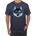thumbnail image 1 of Wild Bobby, Funny Wolf on Sunglasses, Animal Lover, Men Graphic Tees, Vintage Heather Navy, 4XL, 1 of 3