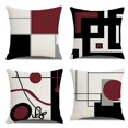 thumbnail image 1 of SZTXJ Cushion Cover, Set of 4 Cotton and Linen Modern Black Red Geometric Pattern Decorative Pillow Case Decoration 45 x 45 cm for Sofa Bedroom Home, 1 of 5