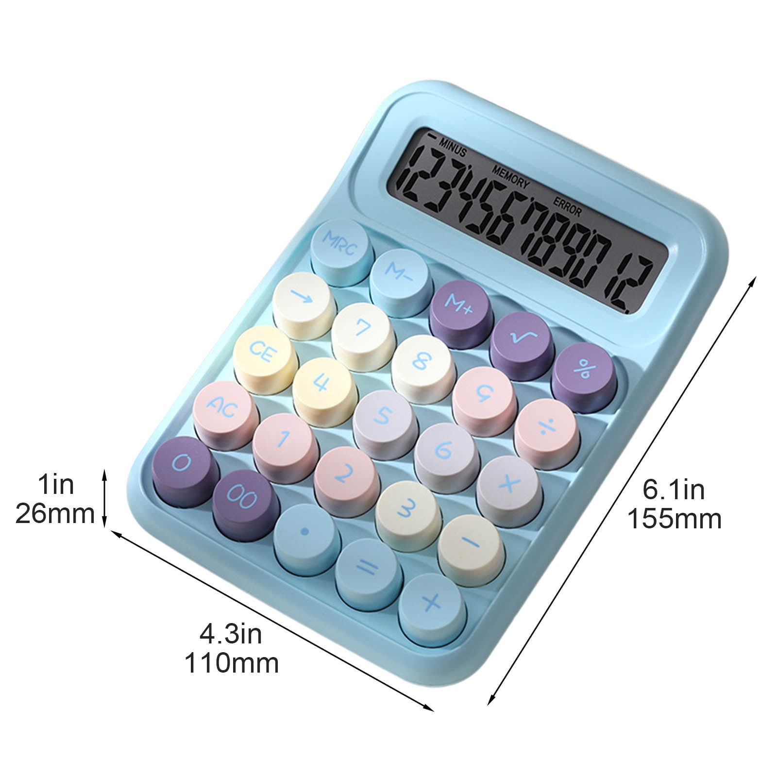 5pcs Standard 12 Digit Calculator with Large LCD Display and Big Buttons - Office Accessories for Women, School, Home, Business(You need to bring a 7th battery by yourself) A