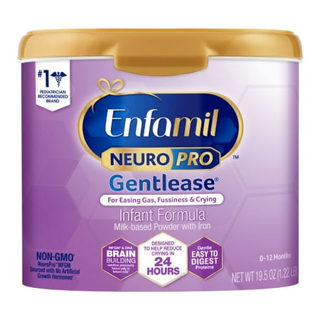 Enfamil NeuroPro Gentlease GMO-Free MFGM & DHA Powder Baby Formula, 19.5 oz Tub