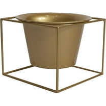 Metal Square 6" Home Garden Flower Plant Holder Removable Pot Stand, Gold 2 Pack