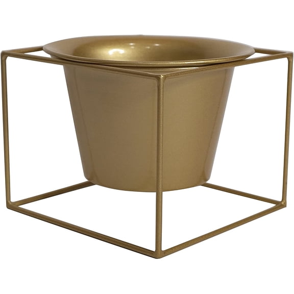 Metal Square 6" Home Garden Flower Plant Holder Removable Pot Stand, Gold 2 Pack