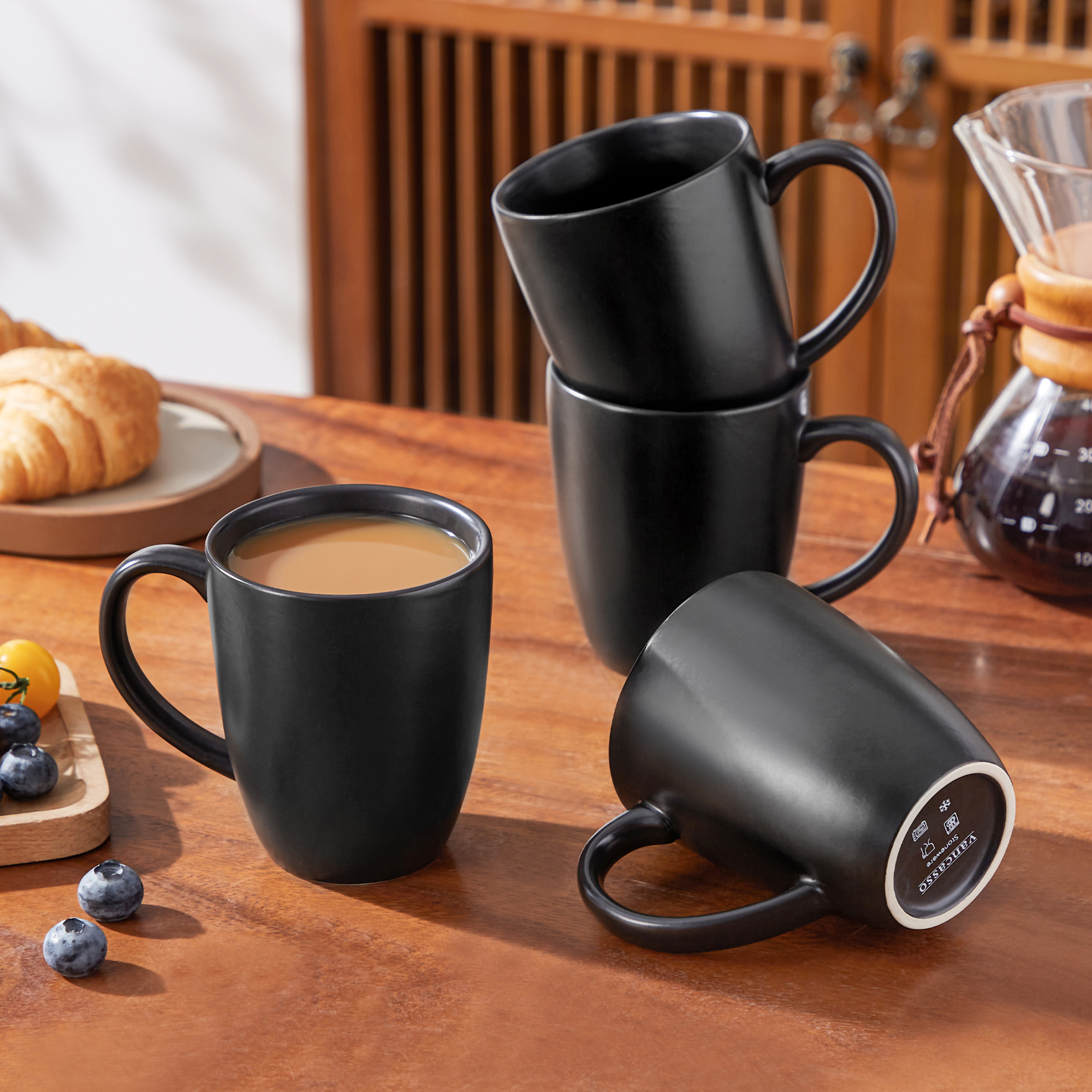 Vancasso 12-Oz Stoneware Coffee Mug Set of 4, Matte Black photo 3